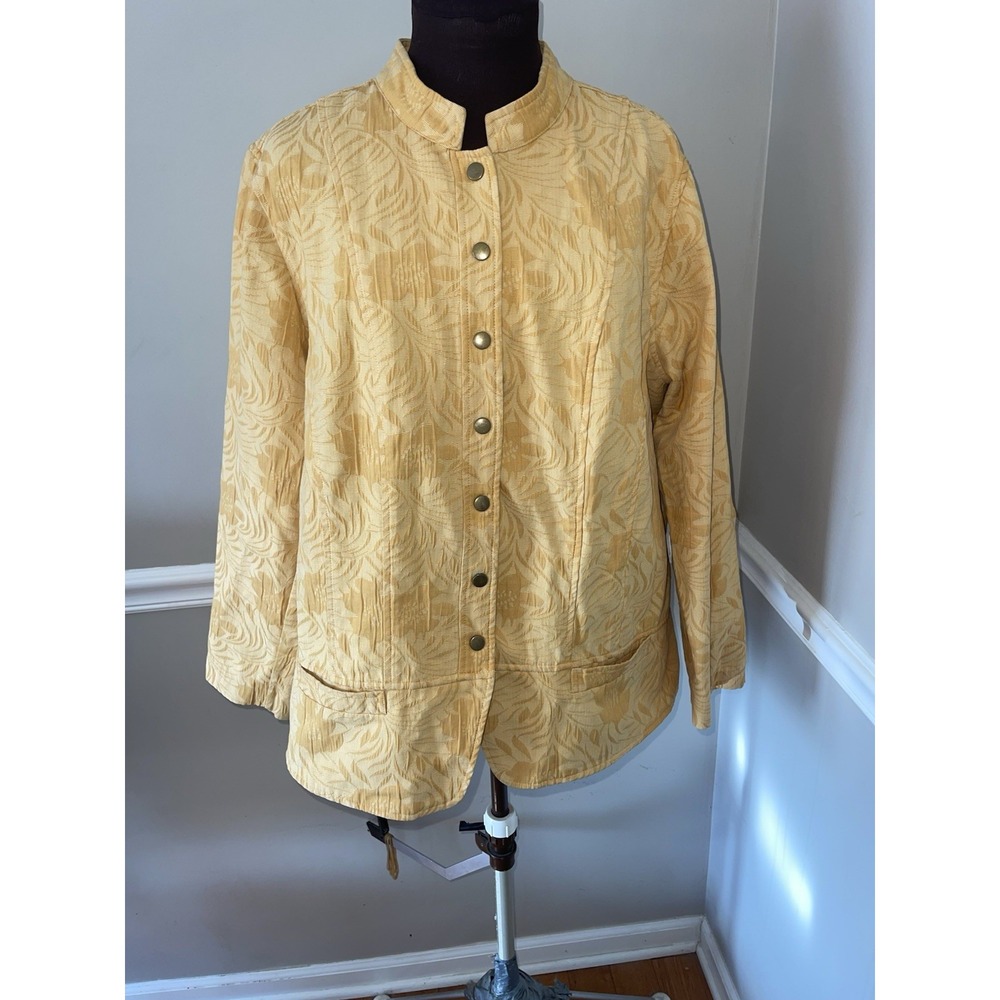 CJ Christopher & Banks Yellow Textured Jacket Blazer‎ Plus Sz 2X